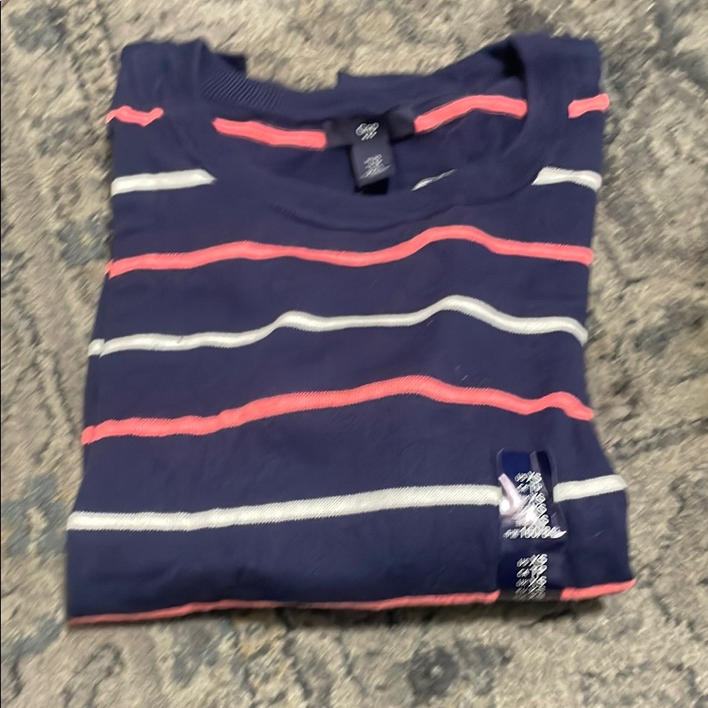 Gap Navy Striped T-Shirt with Pink and White Accents